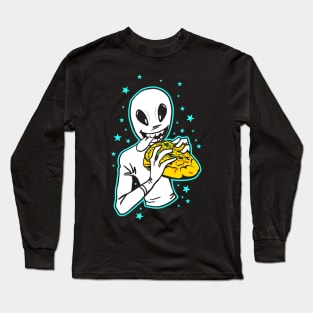 Alien Eating Pizza Long Sleeve T-Shirt